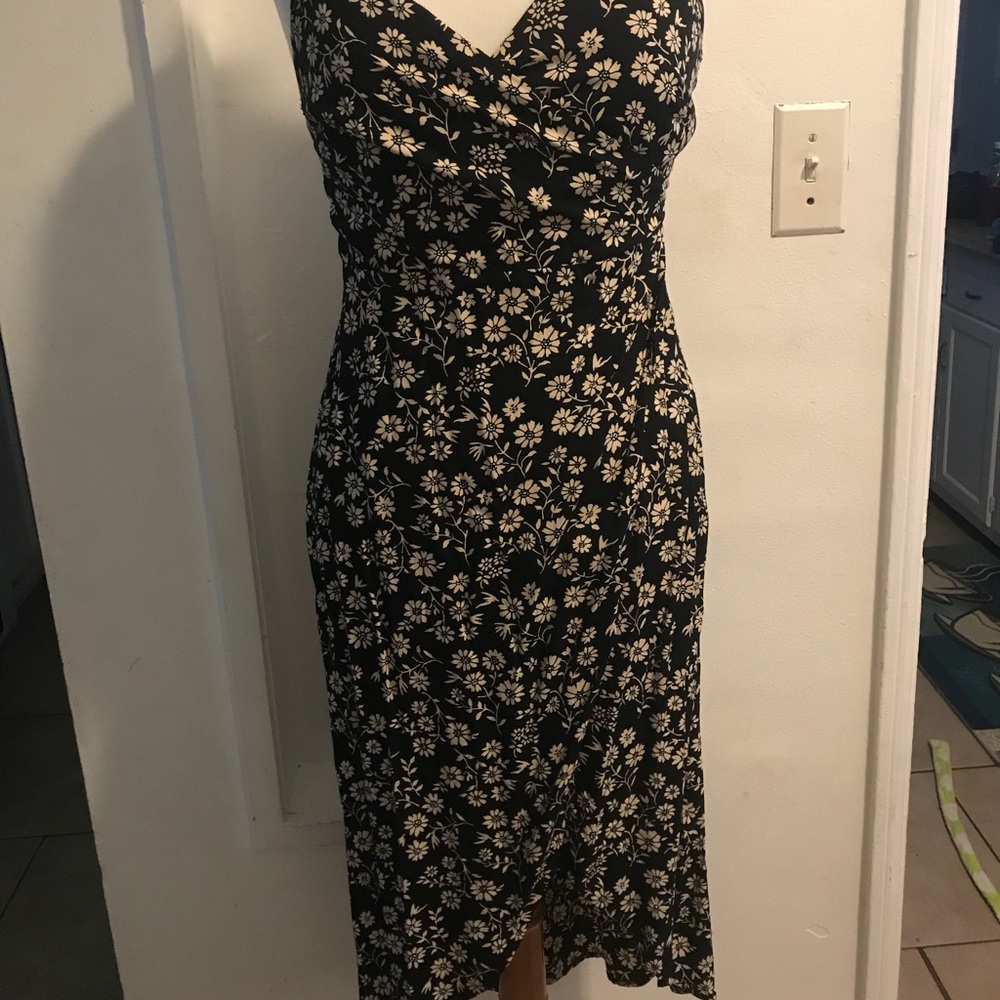 COPY - Floral thin adjustable strap, wrap dress